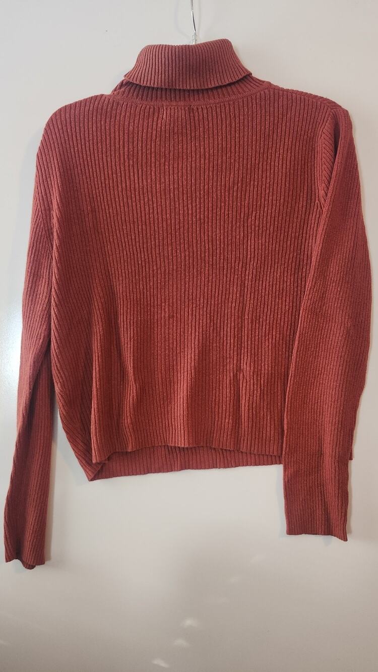 BYdesign Burnt Orange Cotton Turtleneck Sweater Medium Ribbed Crop Pullover #316